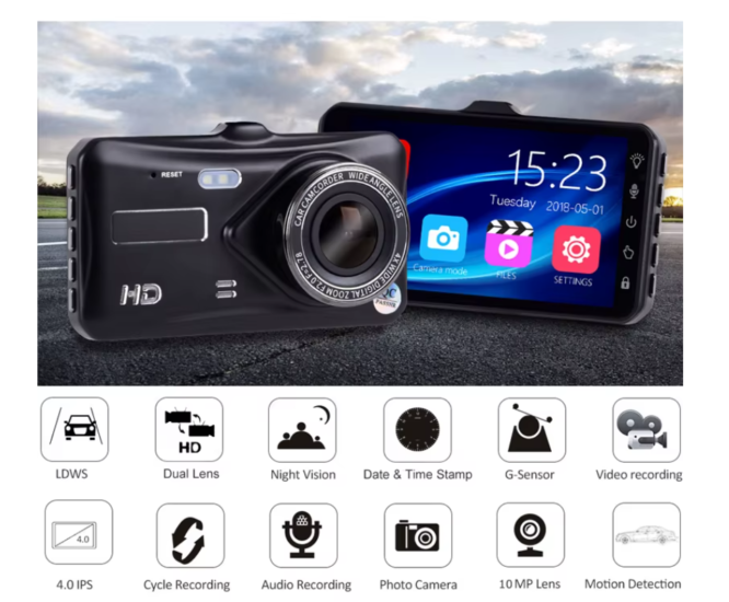 Camera de bord auto fata/spate 1080p/720p night vison - imagine 8