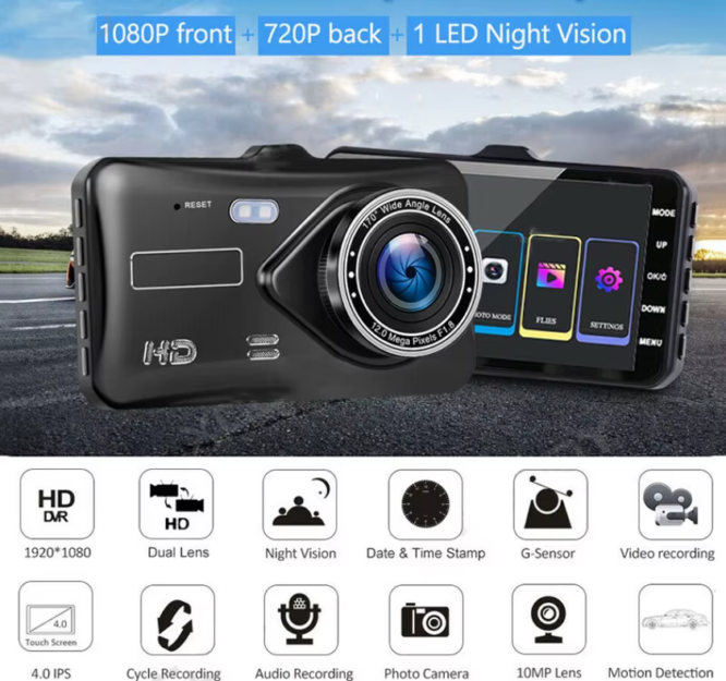 Camera de bord auto fata/spate 1080p/720p night vison - imagine 7
