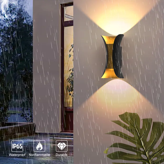 Aplica exterior 10W, Negru cu Auriu - imagine 2