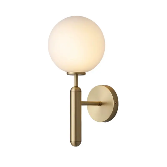 Aplică de perete Gold Sphere, glob sticlă albă, design modern vertical, soclu E27, 32×15 cm - imagine 4